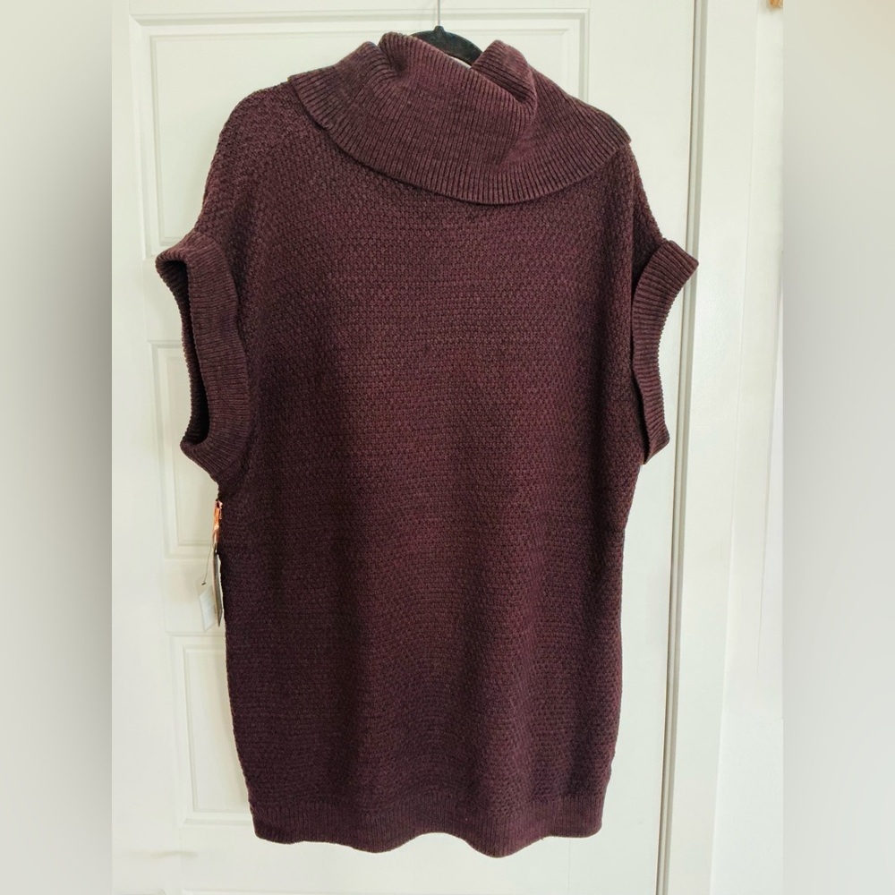 DEX Womans Plus Size 2X Black Purple Cap Sleeves Pullover Cowl Neck Sweater NWT - Picture 3 of 3
